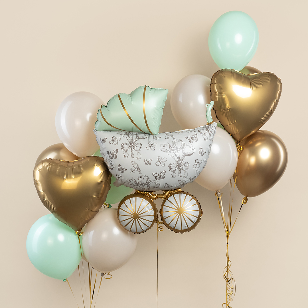 Шар (36''/91 см) Фигура, Коляска Ретро, Сатин, 1 шт.
