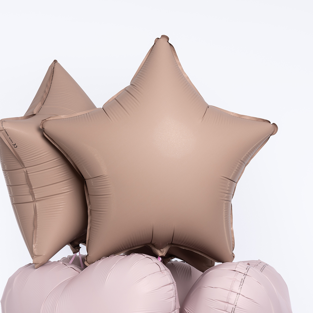 Шар (18''/46 см) Звезда, Ретро Какао, Сатин, 1 шт.