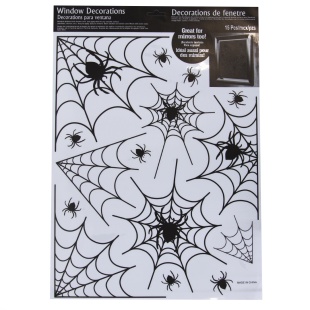 Наклейки Паутинки, 15 шт, 43*30 см, Черный/Прозрачный, 1 лист.
