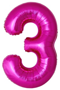 Шар (40''/102 см) Цифра, 3 Slim, Фуше, Металлик, 1 шт. в уп.
