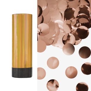 Хлопушка пружинная (4/10 см), Круги фольга, Розовое Золото, Лазерная голография, 1 шт.