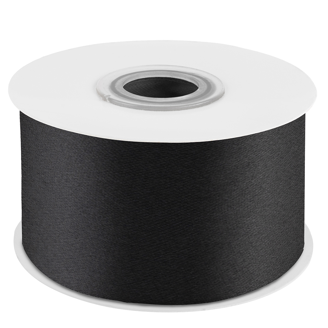 Лента атласная (3,8 см*22,85 м) Черный, 1 шт.