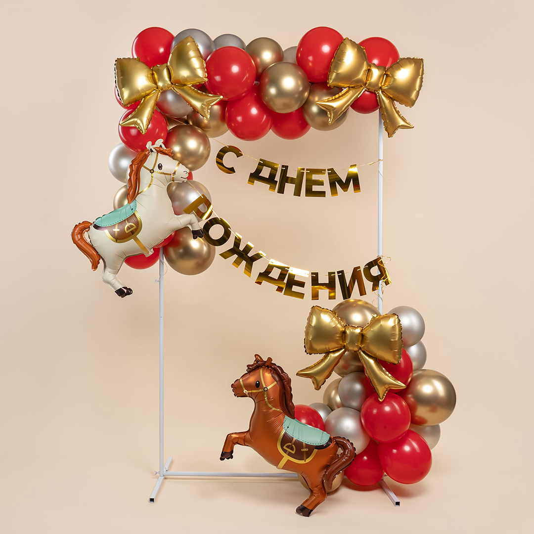 Шар (28''/71 см) Фигура, Лошадка (надув воздухом), Белый, 1 шт.