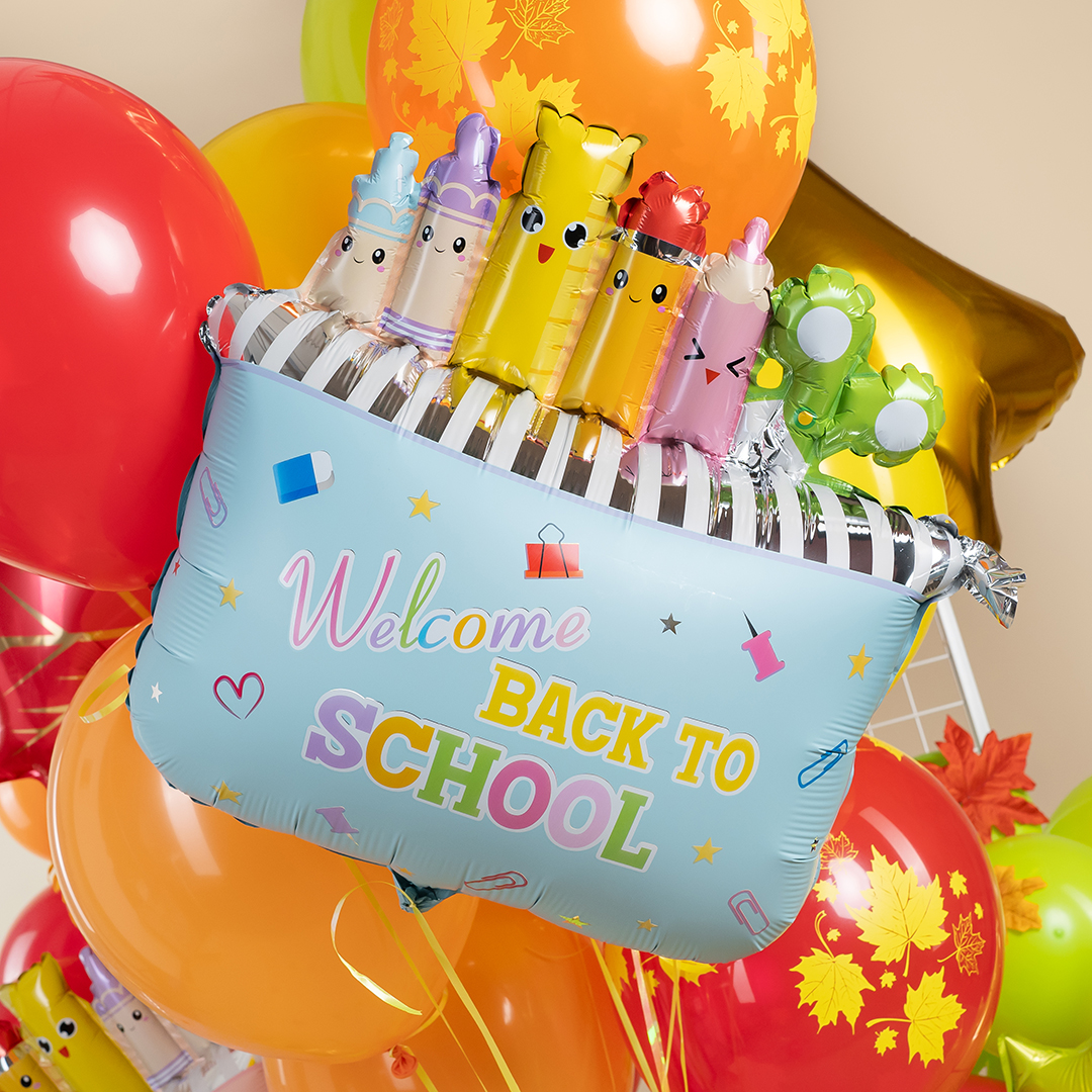 Шар (26''/66 см) Фигура, Школьный пенал, Голубой, Сатин, 1 шт.