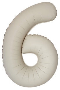 Шар (40''/102 см) Цифра, 6 Slim, Кремовый Латте, Матовый, 1 шт.