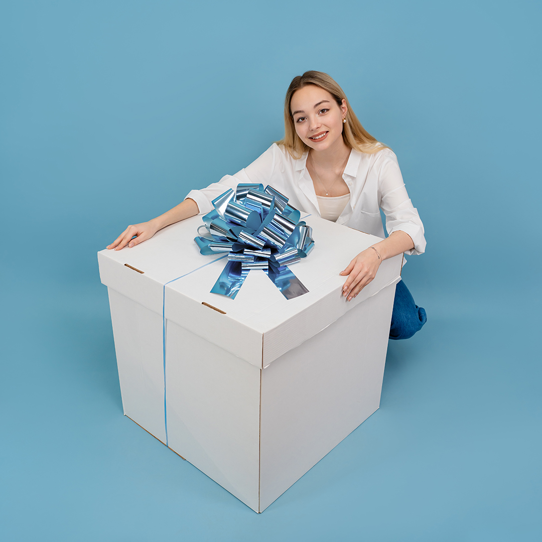 Бант Шар, Голубой, Металлик, 36 см, 1 шт. в упак. 