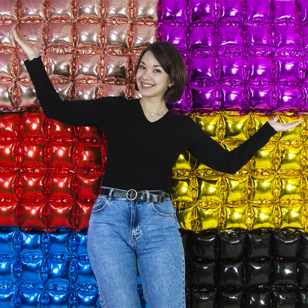 Фотозона из шаров 142*75 см. Синий, Металлик, 1 шт.