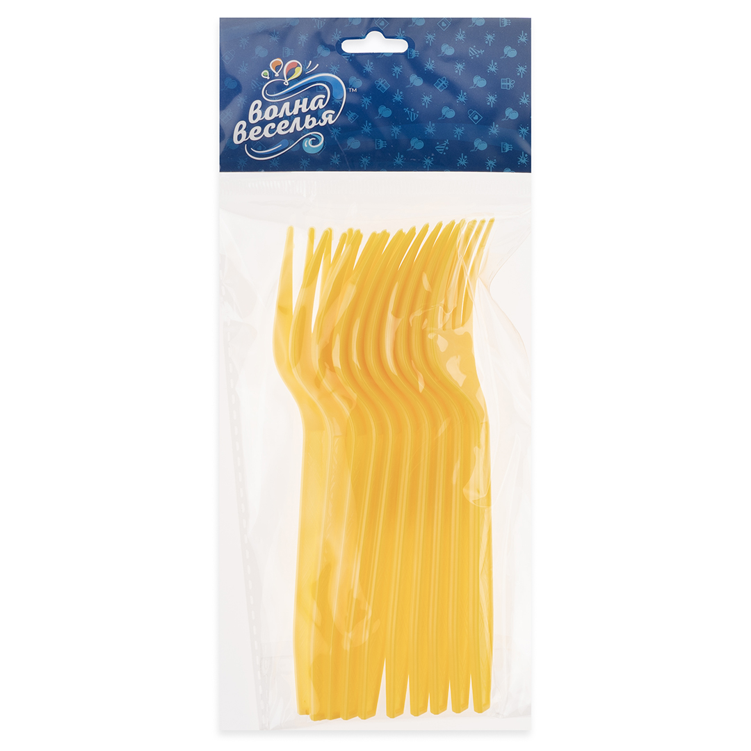 Вилки, Желтый, 15 см, 10 шт. в упак. 