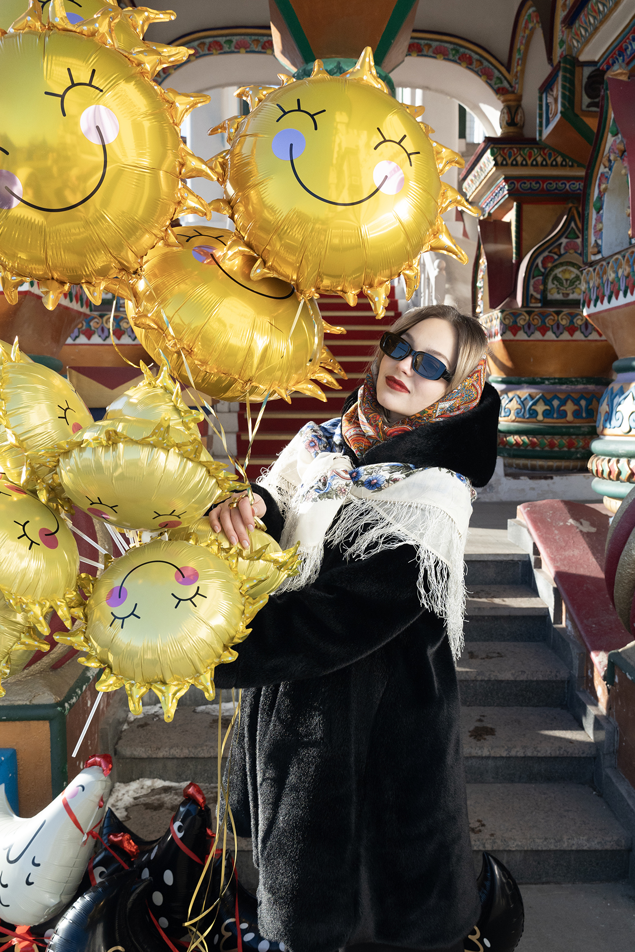 Шар (26''/66 см) Фигура, Солнце, Золото, 1 шт. в уп.