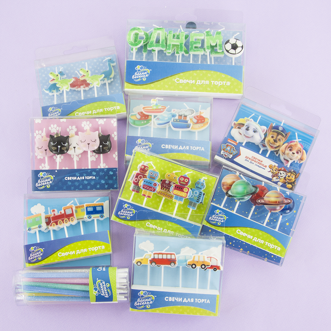 Набор свечей Фигура, Роботы, 7 см, 5 шт. с держат.