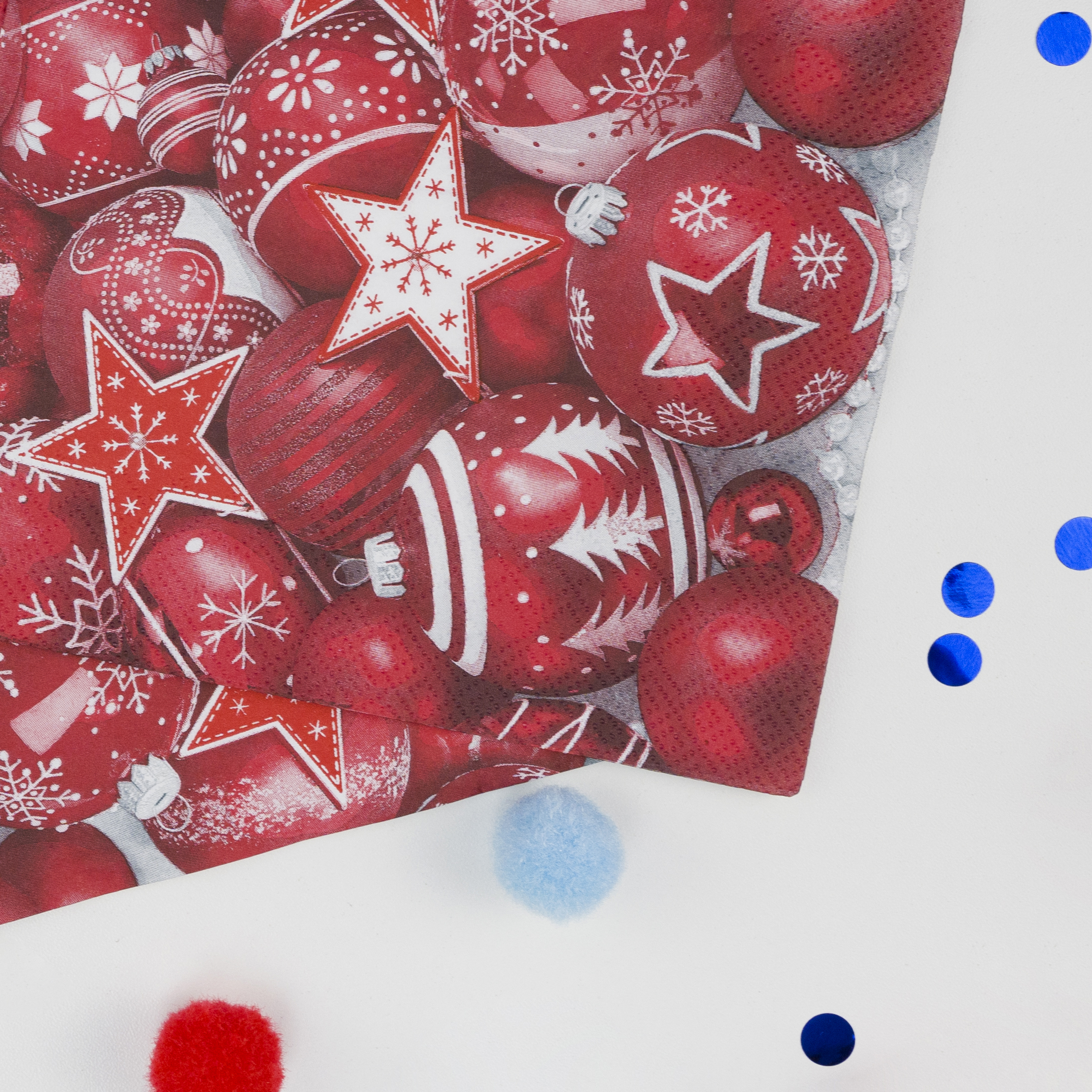 Сервировочные салфетки, Новогодняя композиция, Красный, 33*33 см, 20 шт.