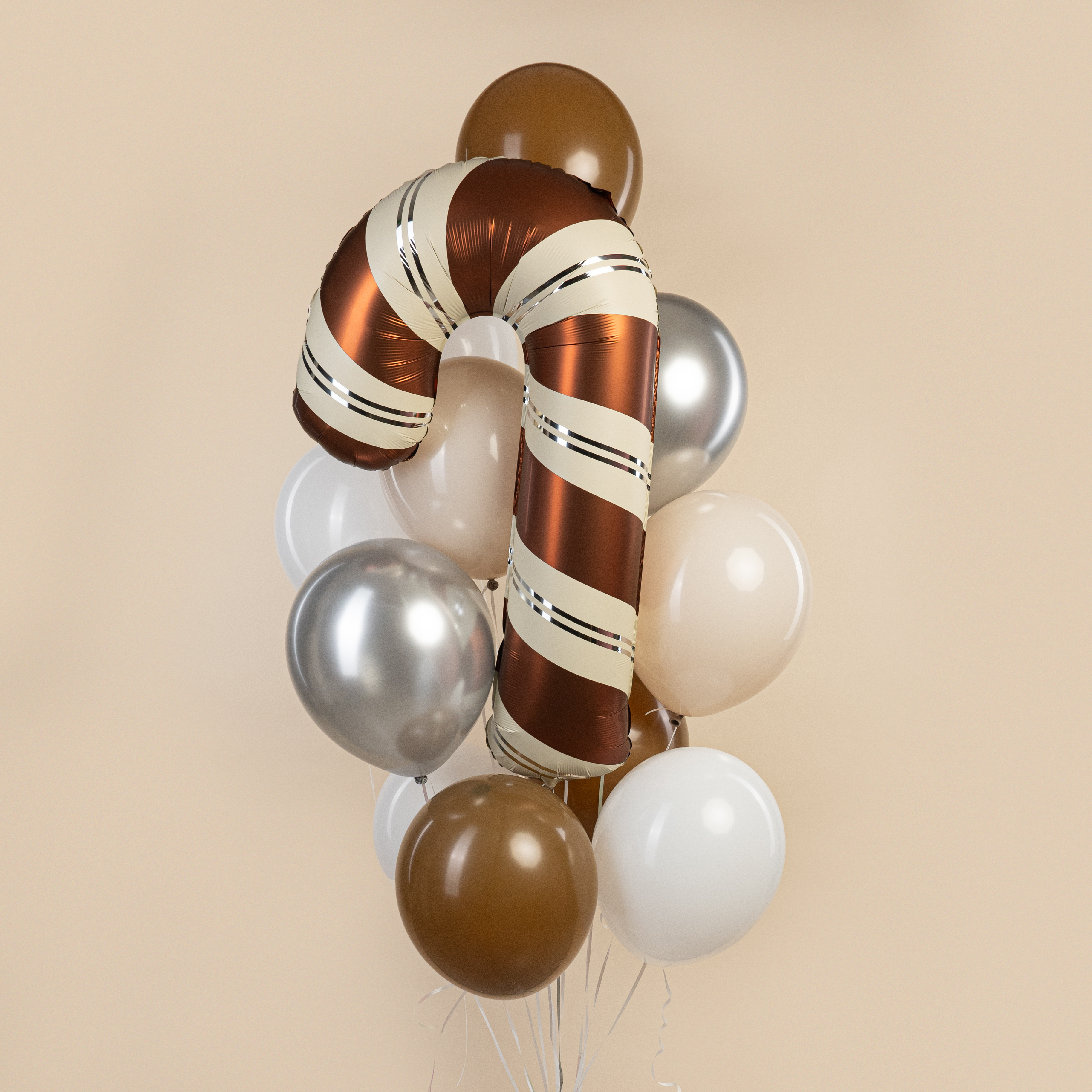 Шар (42''/107 см) Фигура, Леденец трость, Шоколадный/Кремовый, 1 шт.