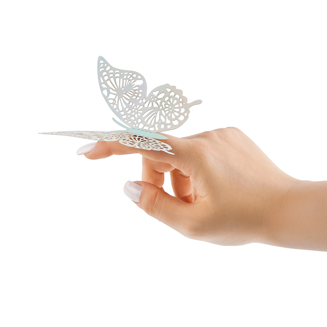 Наклейки Волшебные бабочки, Серебро, 8-12 см*12 шт, 1 упак.