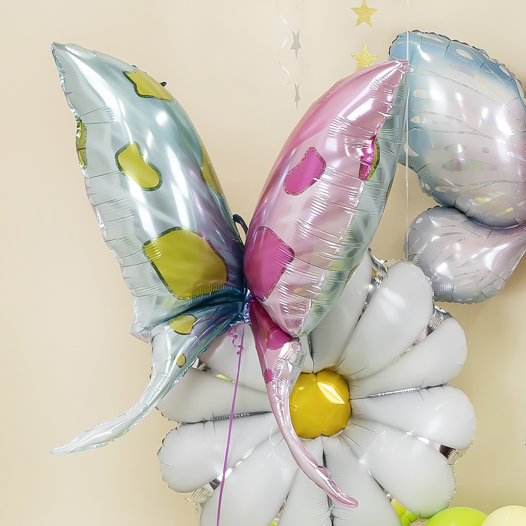 Шар (45''/114 см) Фигура, Бабочка, Голубой/Розовый, 1 шт.