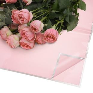 Упаковочная пленка 53мкр (0,57*0,57 м) Серебристая кайма, Светло-розовый, Матовый, 20 шт.