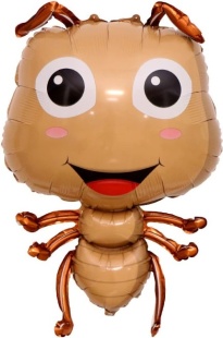 Шар с клапаном (17''/43 см) Мини-фигура, Веселый муравей, 5 шт. в уп. (цв.этик.)