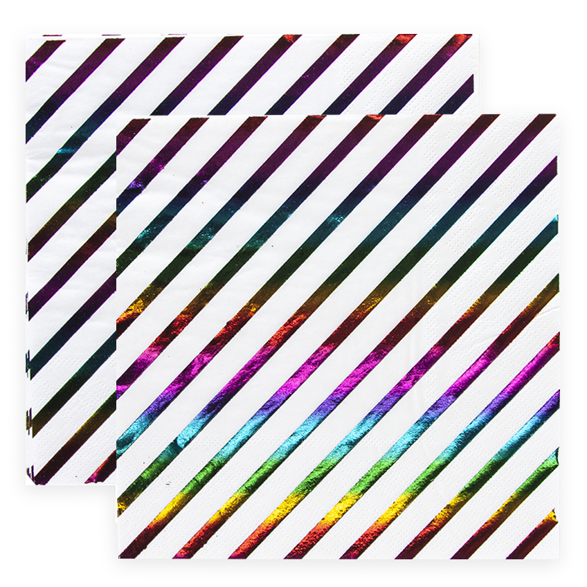 Сервировочные салфетки, Полосы, Радужный перелив, Металлик, 33*33 см, 12 шт.