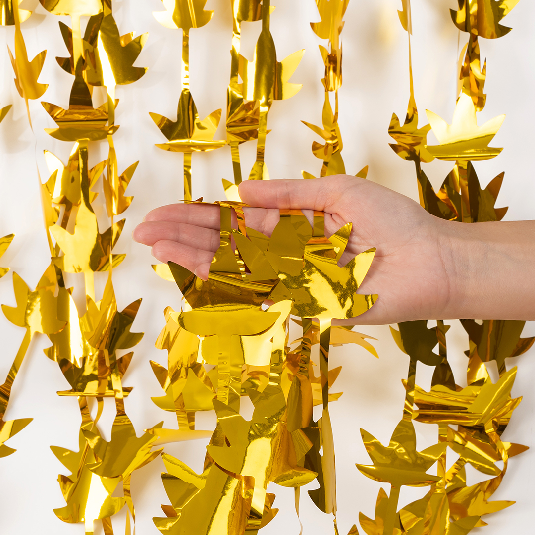 Занавес Листья, Золото, Металлик, 100*200 см, 1 шт.