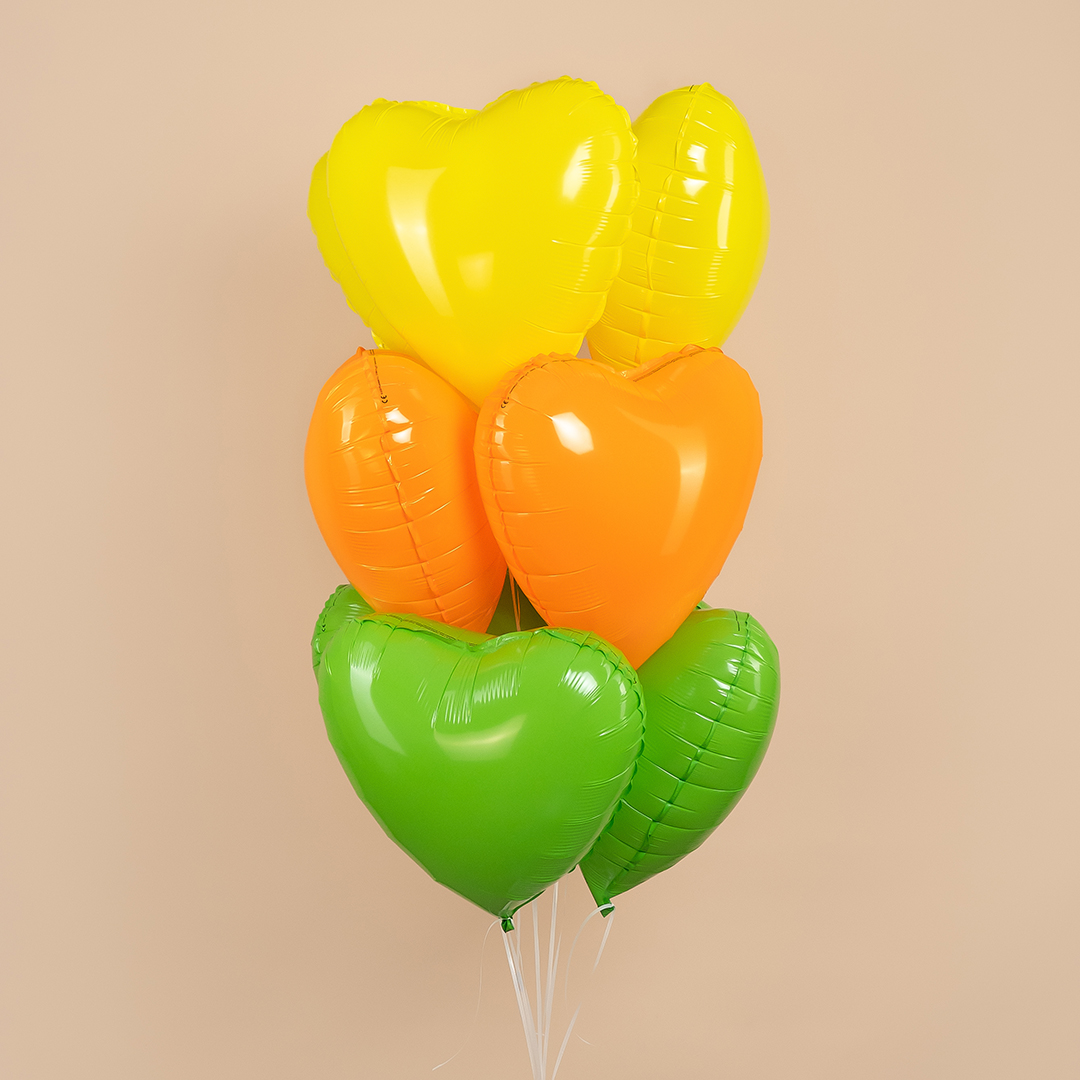 Шар (18''/46 см) Сердце, Оранжевый, Неон, 1 шт.