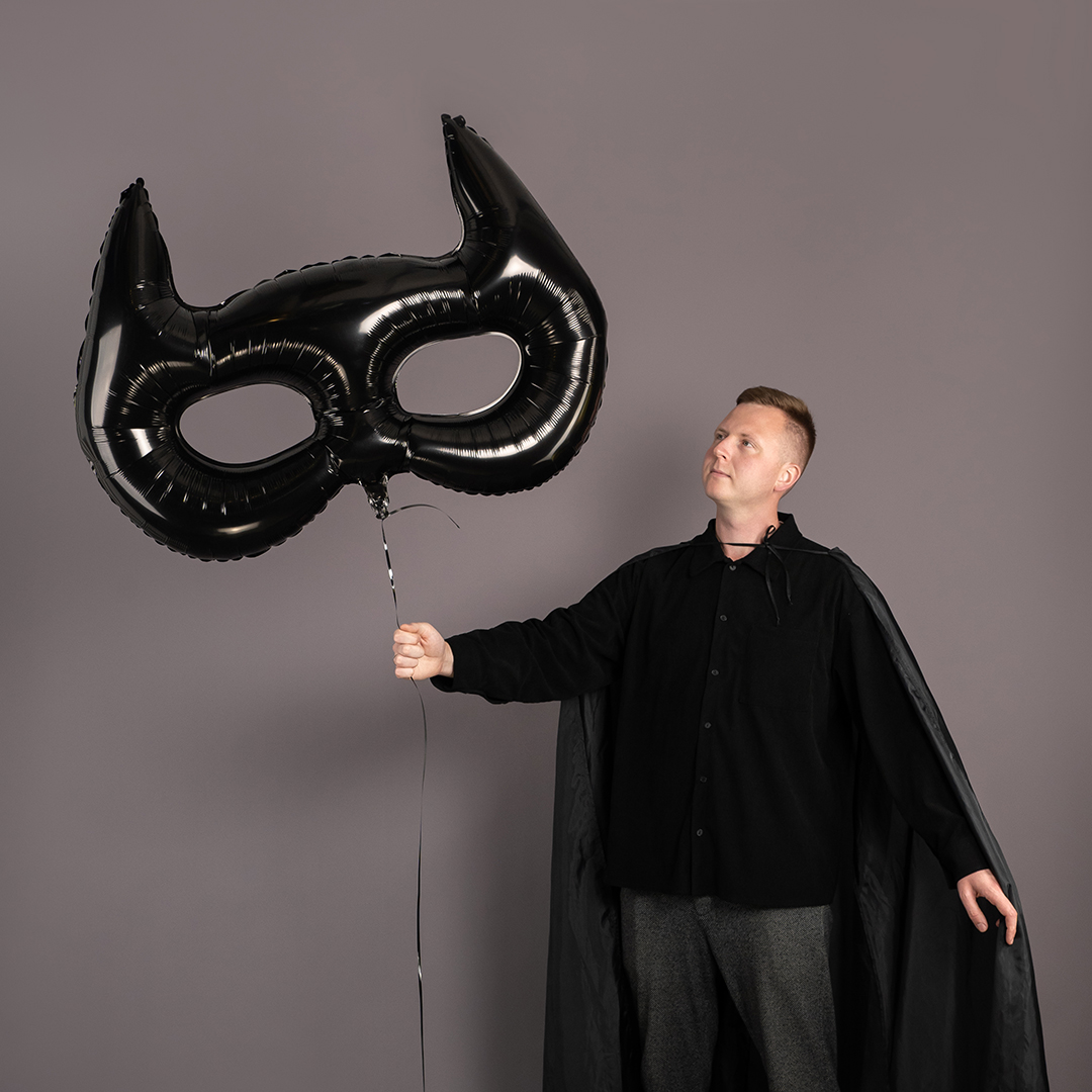 Шар (42''/107 см) Фигура, Маска, Черный, 1 шт. в уп.