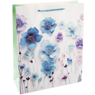 Пакет подарочный, 210гр, Цветочная мелодия, Дизайн №4, с блестками, 41,5*30*12 см, 1 шт.