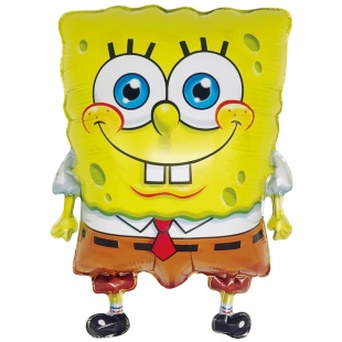 Шар с клапаном (16''/41 см) Мини-фигура, Весельчак Губка, 5 шт. в уп.