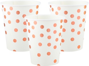 Стаканы (250 мл) Конфетти, Белый/Розовое золото, Металлик, 6 шт.