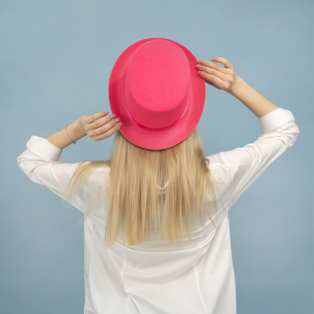 Шляпа, Цилиндр, фетр, Ярко-розовый, 56-58 разм., 1 шт. 