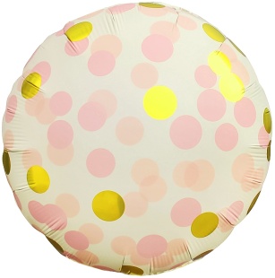 Шар (18''/46 см) Круг, Конфетти, Розовый, Сатин, 1 шт. в уп. (цв.этик.)