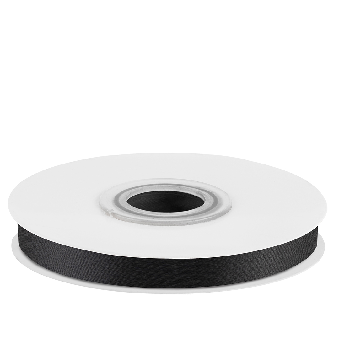 Лента атласная (0,7 см*22,85 м) Черный, 1 шт.