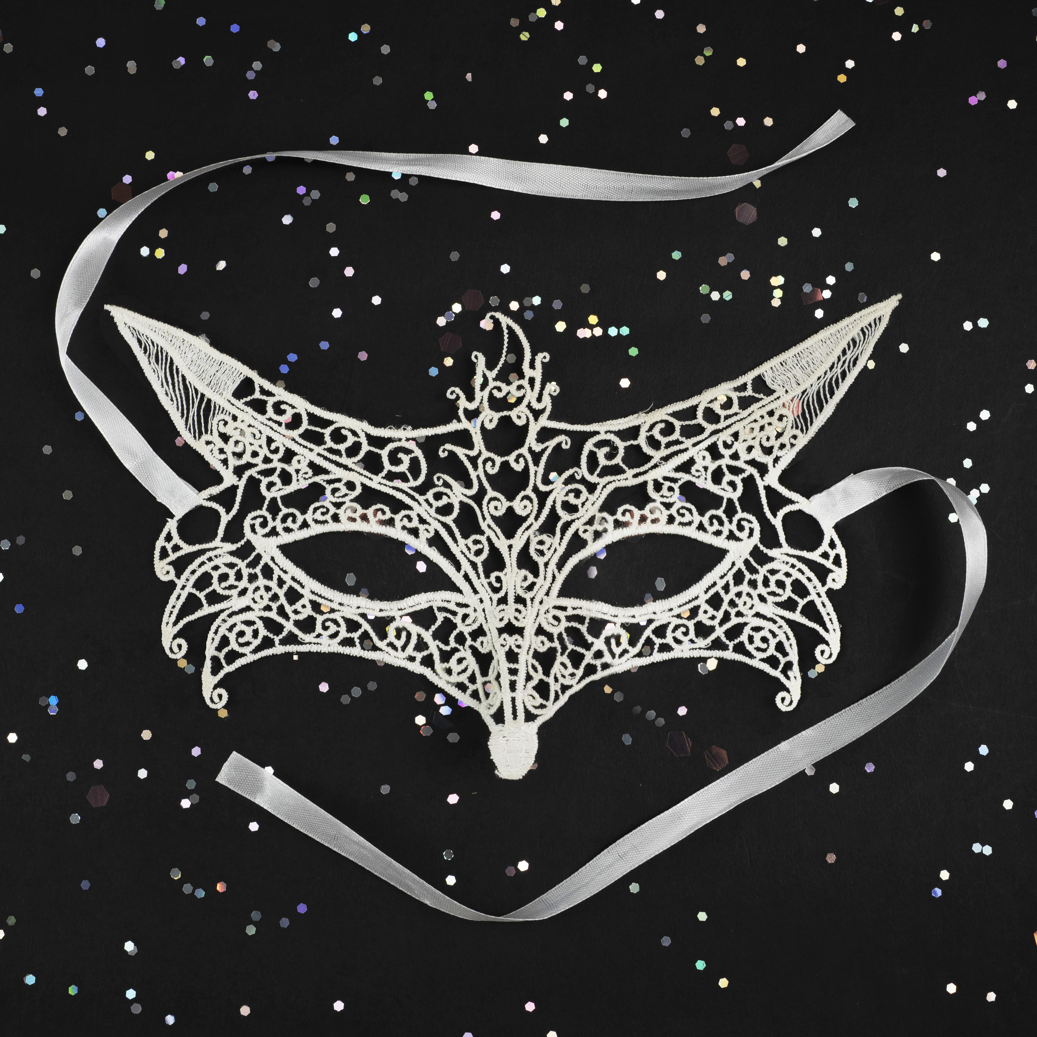 Маска кружевная, фигурная, Лисичка, Белый, 16*24 см, 1 шт. 
