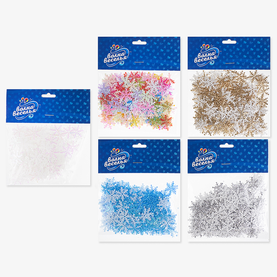 Декоративное украшение Снежинки, фетр, 2 см, Серебро, 300 шт.