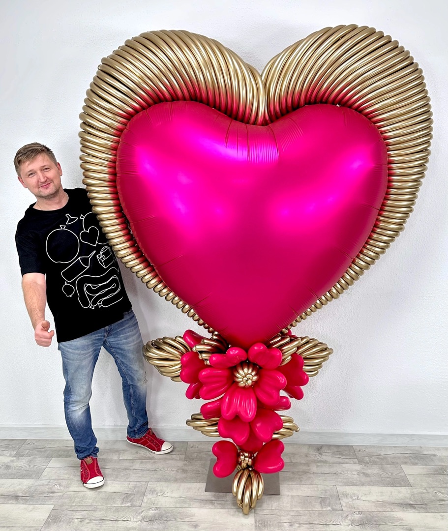 Шар (68''/173 см) Сердце, Розовый, Сатин, 1 шт. в уп.