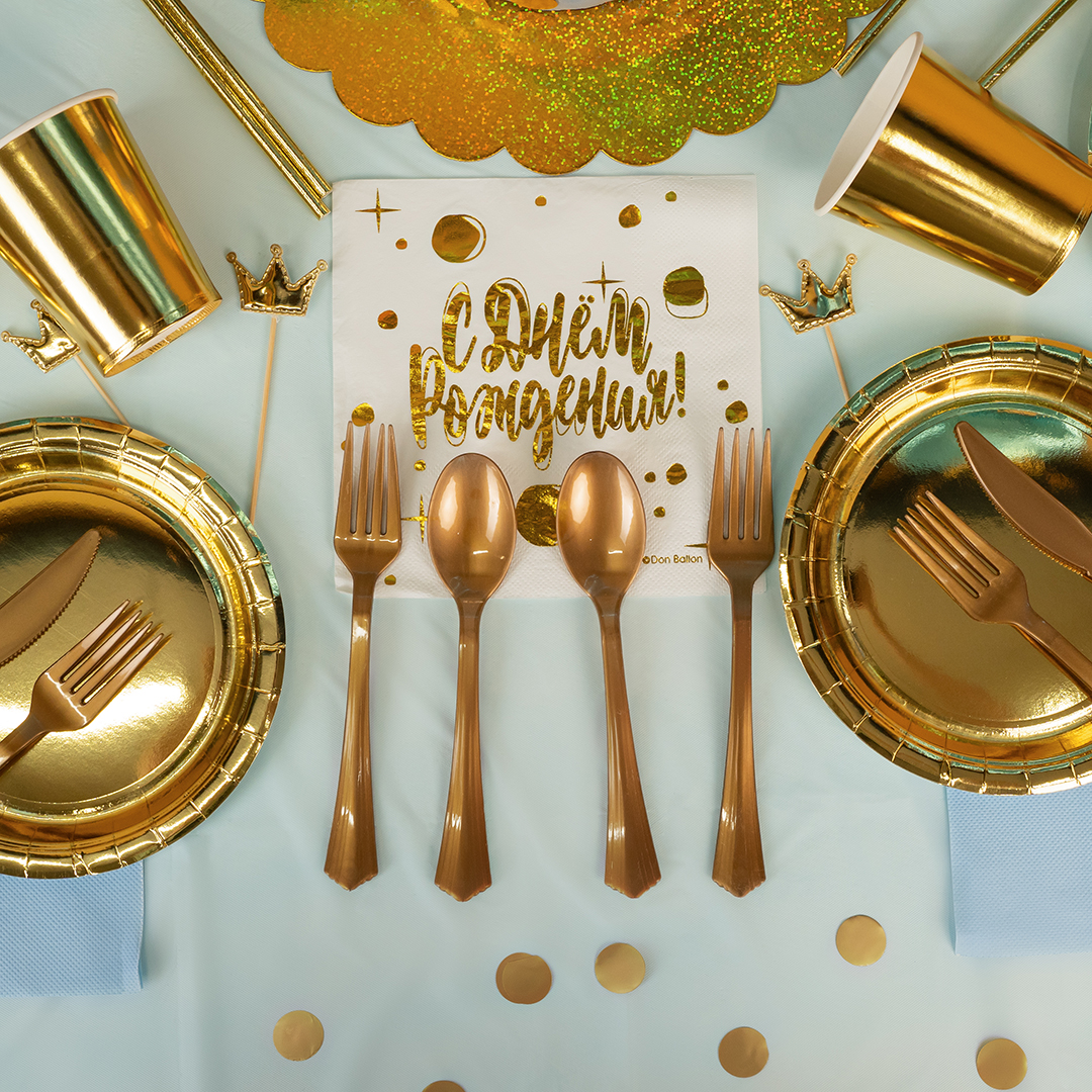 Тарелки (7''/18 см) Золото, Металлик, 6 шт.