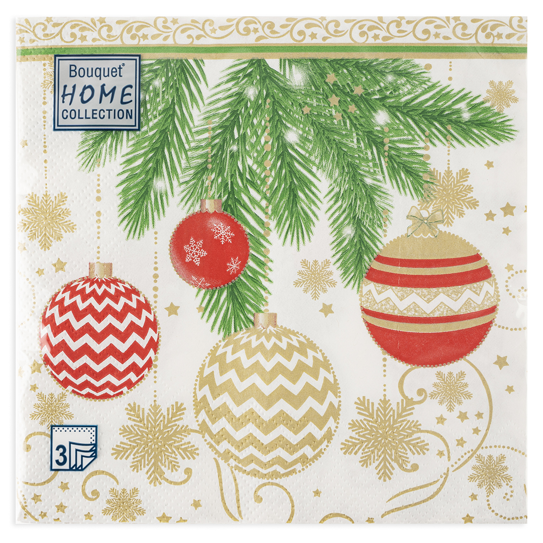 Сервировочные салфетки, Елочные украшения, 33*33 см, 20 шт.