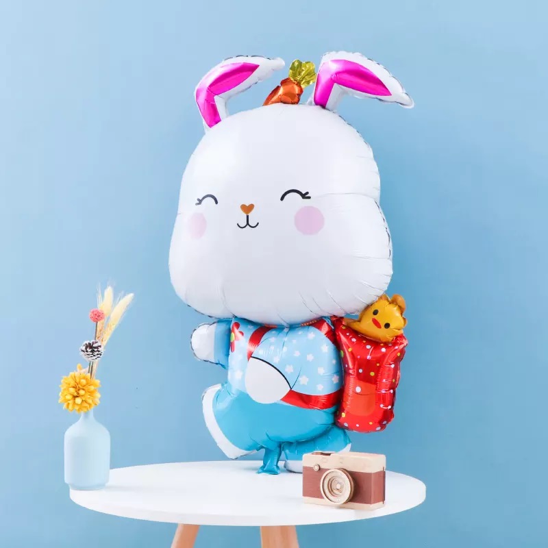 Шар (39''/99 см) Фигура, Зайка с рюкзачком, 1 шт.