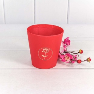 Коробка для цветов, Ваза, Тиснение Цветок, Красный, 10,7*10,6 см, 1 шт. 