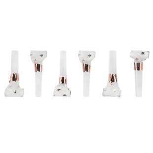 Карнавальные язычки гудки, Звезды Люкс, Белый/Розовое золото, Металлик, 6 см, 6 шт. в упак. 