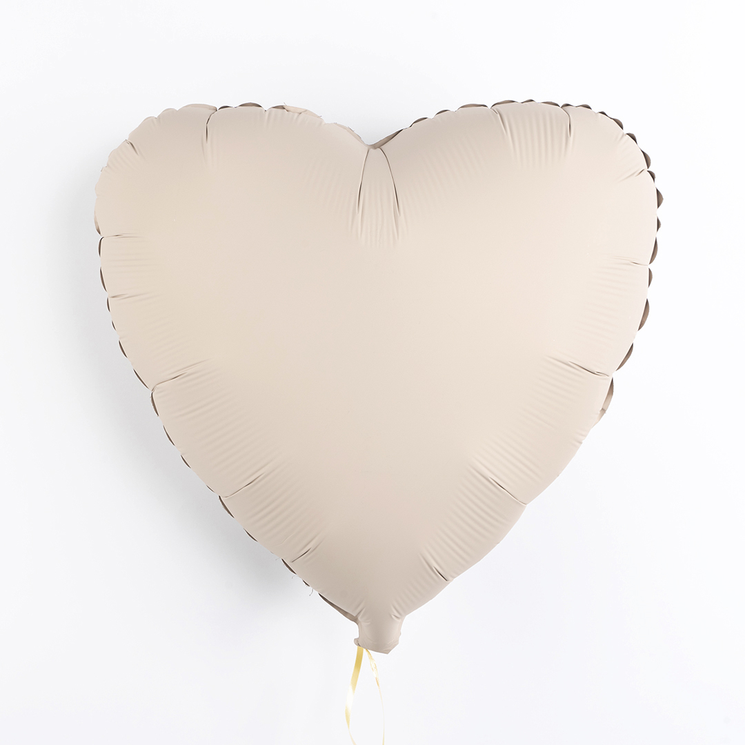 Шар (18''/46 см) Сердце, Кремовый Латте, Матовый, 1 шт.
