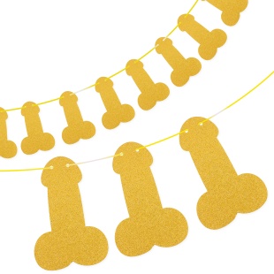 Гирлянда на Девичник, Золото, с блестками, 10 шт.*15 см, 3 м, 1 упак.