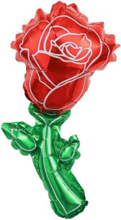Шар с клапаном (14''/36 см) Мини-цветок, Роза, Красный, 5 шт. в уп. (цв.этик.)