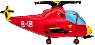 Шар (36''/91 см) Фигура, Вертолет, Красный, 1 шт. в уп.