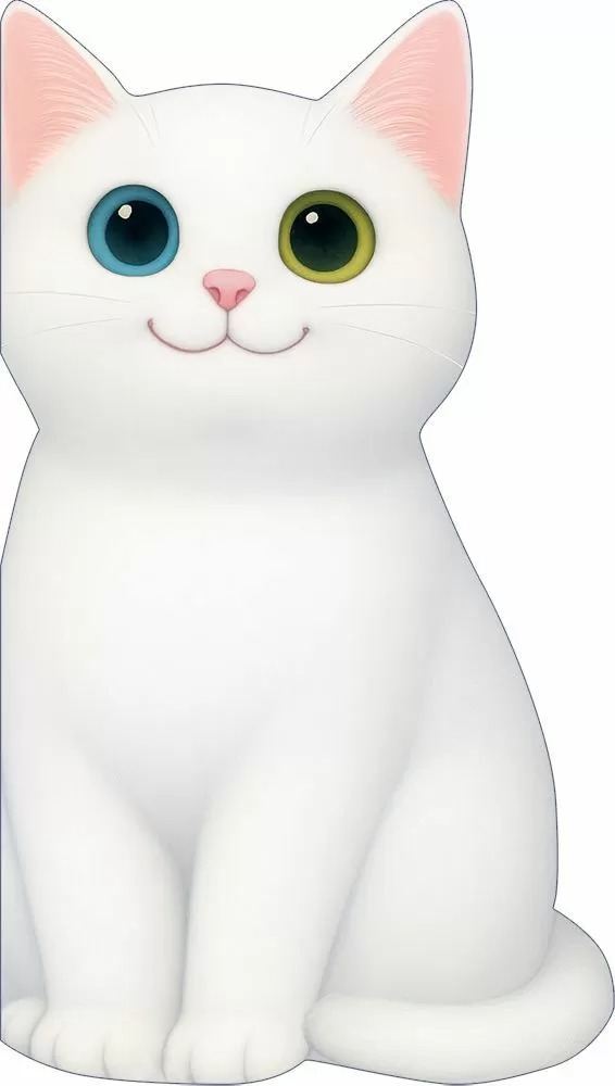 Открытка, Белый котик, 10,4*18,2 см, 10 шт.