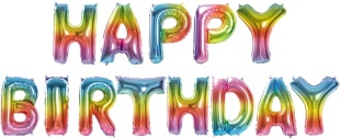 Набор шаров-букв (14''/36 см) Мини-Надпись "Happy Birthday", Радужный, Градиент, 1 шт. в уп.