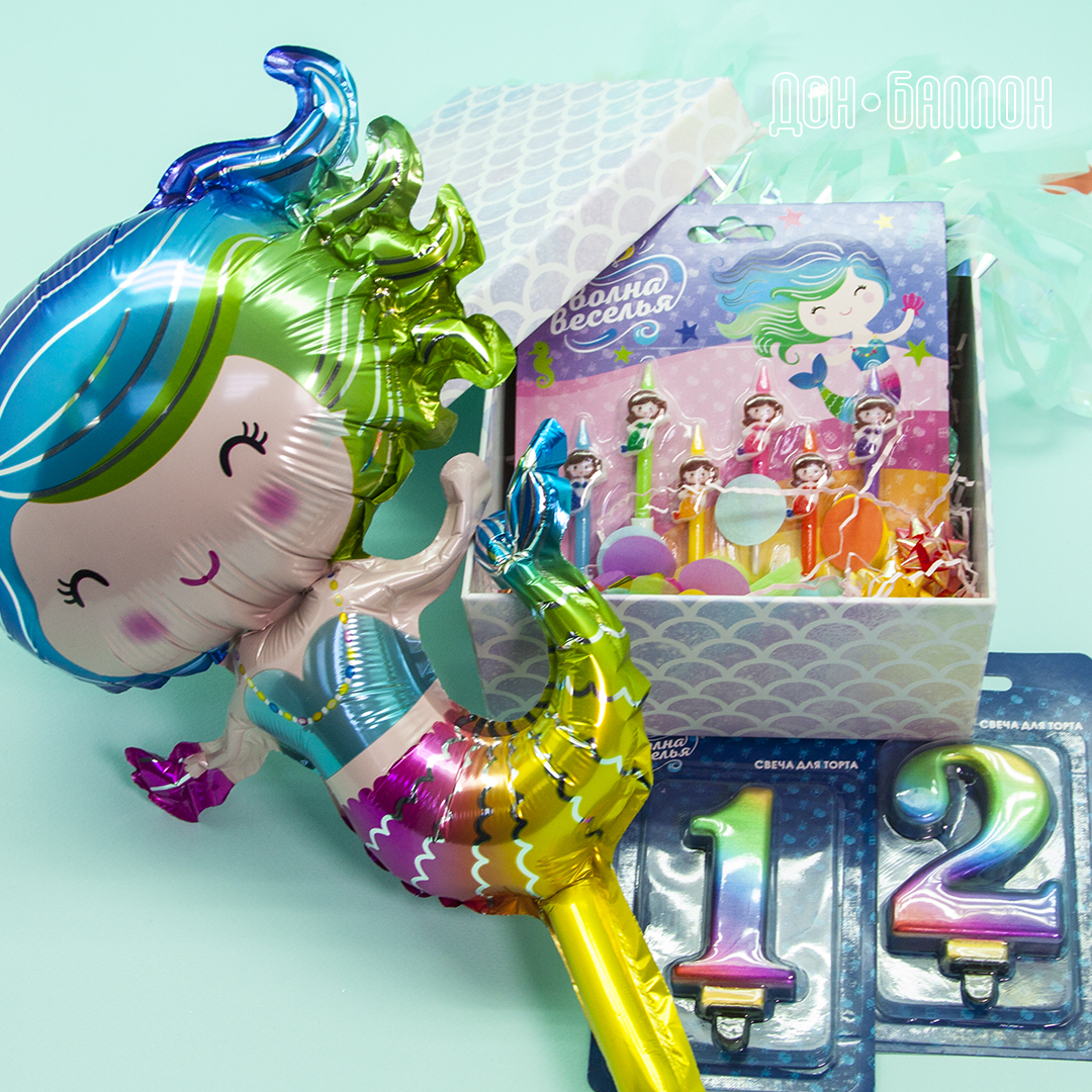 Шар с клапаном (14''/36 см) Мини-фигура, Русалочка, 1 шт.