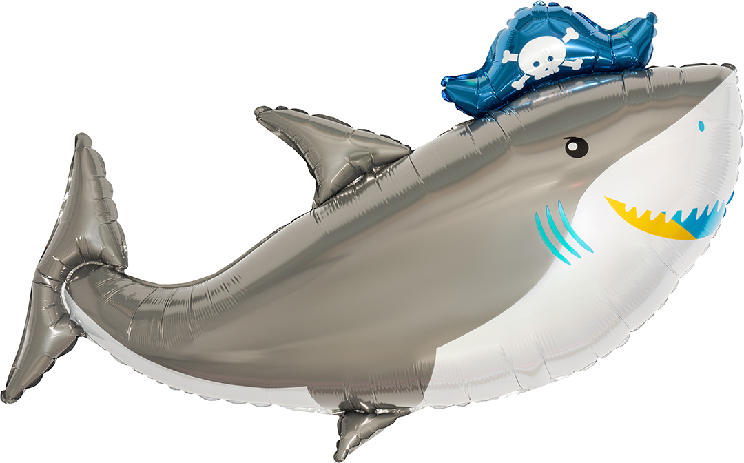 Шар (36''/91 см) Фигура, Акула Пират (повязка флибустьера), 1 шт.