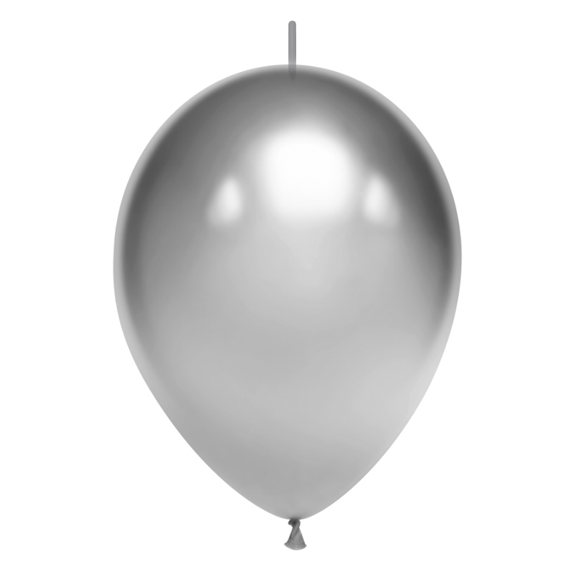 Шар (10''/25 см) Линколун, Серебро, хром, 50 шт.