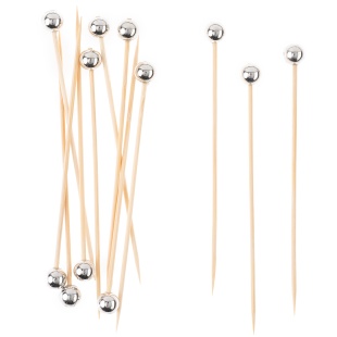 Пики Топперы, Шарики, Серебро, 14 см, 12 шт.