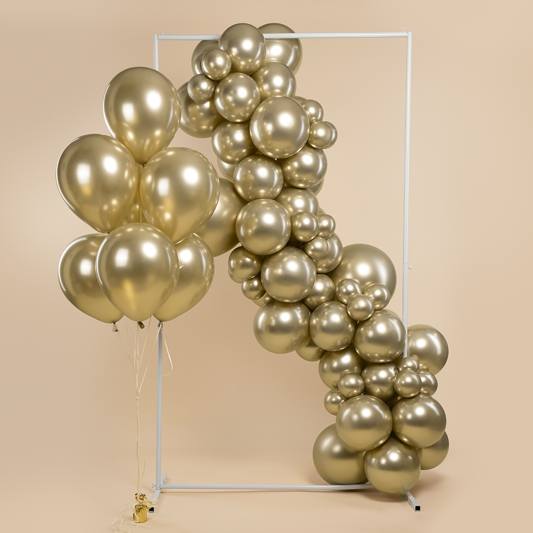 Шар (12''/30 см), Белое золото, хром, 50 шт.