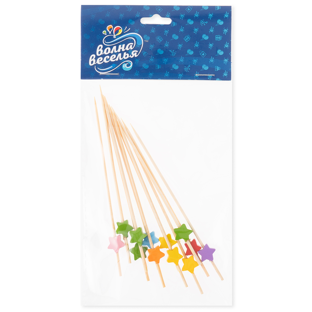Пики Топперы, Звезда, Ассорти, 12 см, 12 шт.
